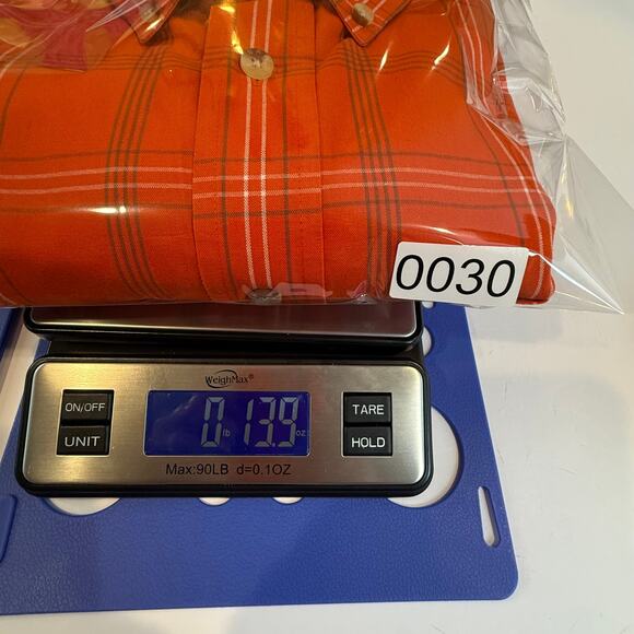 BAW Athletic Wear 2XL Plaid Button Down Shirt Red Orange 100% Cotton Casual - Picture 8 of 8